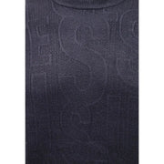 Guess Herrenpullover von NESTOR aus dunkelblauem Strick mit strukturiertem, eingewebtem Muster, Vorderansicht