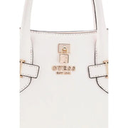 Guess white polyurethane handbag with shoulder strap white leather gold-tone hardware and logo front clasp