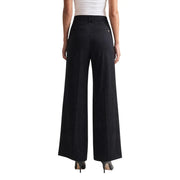 Guess women Bastienne wide leg black viscose trousers with a sleek tailored fit and subtle front pleats