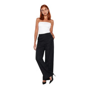 Guess women Bastienne wide leg black viscose trousers with sleek tailored fit and subtle side slit