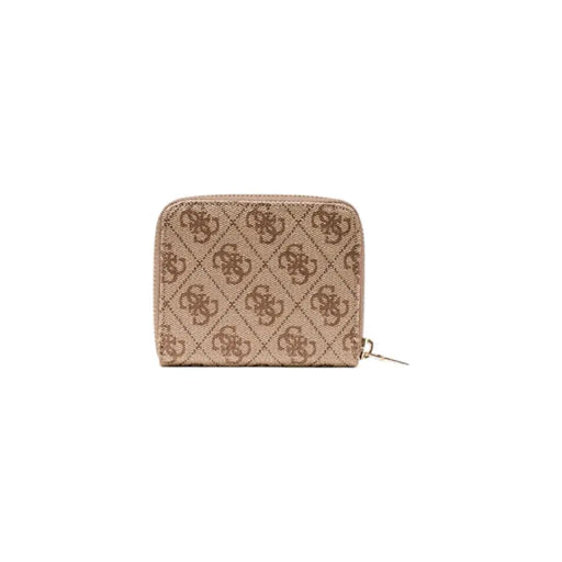 Guess beige monogram print zip wallet for women, Fall Winter collection