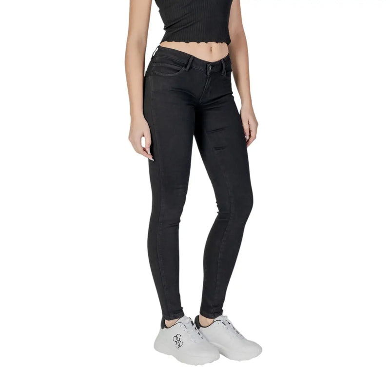 Guess Schwarze, hochgeschnittene Skinny-Jeans aus Baumwollstretch für Damen mit schmaler Passform und dezenten Used-Details
