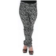 Guess women black cotton trousers with pockets featuring a textured black and white abstract pattern design