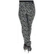 Guess women black cotton trousers with pockets featuring a black and white abstract patterned design
