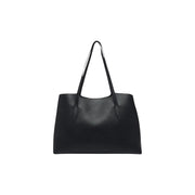 Guess women black faux leather melody handbag 29 cm featuring black pebbled leather tote bag with slender handles