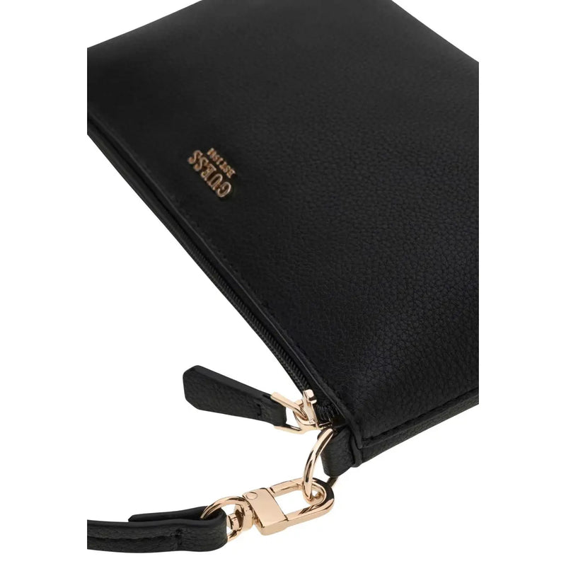 Black guess wristlet with textured leather finish and gold tone hardware from guess women black faux leather tote bag