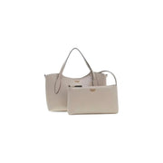 Beige leather guess tote and clutch set complement black faux leather tote bag 35x25x12 cm for women