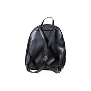 Black leather backpack with adjustable straps and multiple pockets for women