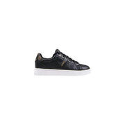 Guess Women Black Print Slip-On Sneakers with Glossy Finish and Gold Logo