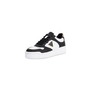 Black and white Guess women platform sneakers with gold-tone logo made of polyurethane shoes