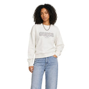 couleur crème Guess Sweat-shirt pour femme avec logo à paillettes argentées et détail est en mélange de viscose