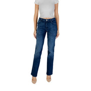 Guess Women blue cotton elastane high-rise straight-leg jeans back