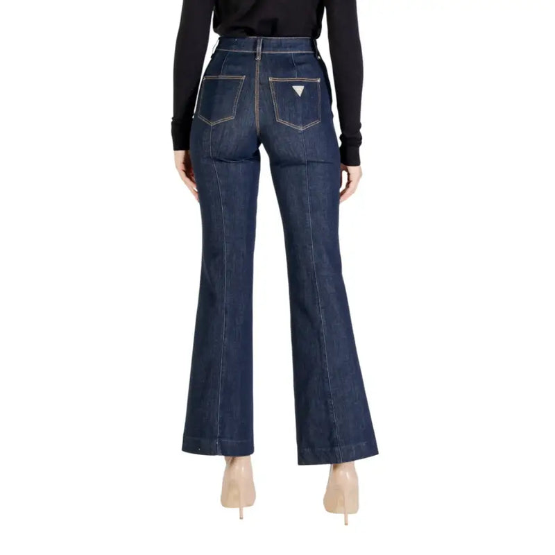 Women’s dark wash flare jeans with back zipper and pointed-toe heels from Guess Women Blue Jeans Fall Winter collection