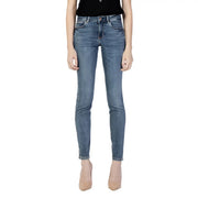 Guess Women high-waisted slim-fit blue jeans, five-pocket fall winter style