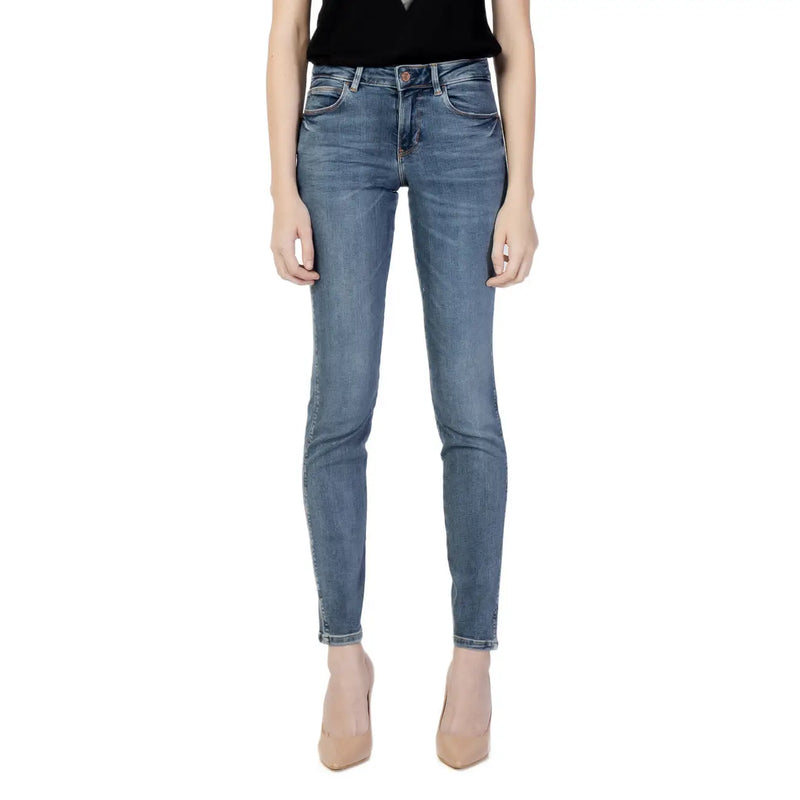 Guess Women high-waisted slim-fit blue jeans, five-pocket fall winter style