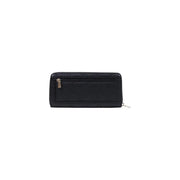 Guess women Diana large zip black polyurethane wallet with textured embossed pattern and metallic zipper pulls