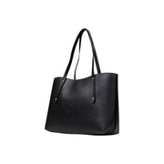 Guess women fall winter black tote bag with textured polyurethane material and sturdy minimalist handles
