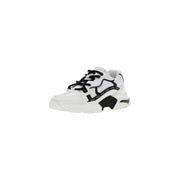 Guess women leather sneakers black featuring a white and black chunky design with repeated guess logo on the side