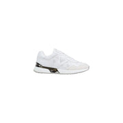 Guess women leather sneakers white lace up with sleek design, subtle logo, and metallic silver heel accent