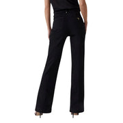 Guess women new faye pant black cotton trousers with wide-leg design and subtle stitching details