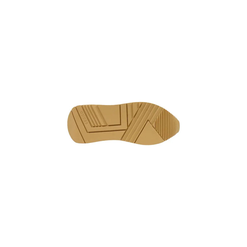 Tan rubber sole with geometric tread pattern and guess branding on guess women platform sneakers beige polyester shoes