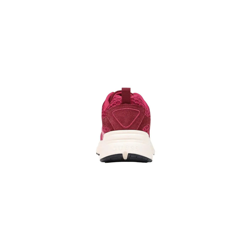 Guess women platform sneakers bordeaux polyester with a vibrant fuchsia mesh and suede upper and white midsole
