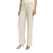 Guess women sexy palazzo brown lyocell trousers with beige wide-leg, smooth tailored fabric and classic five-pocket design
