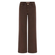 Guess women sexy palazzo brown lyocell trousers featuring wide-leg jeans with classic five-pocket design and gold-tone button closure
