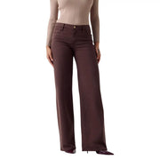 Guess women sexy palazzo brown lyocell trousers featuring wide-leg denim jeans with straight fit and subtle stitching details