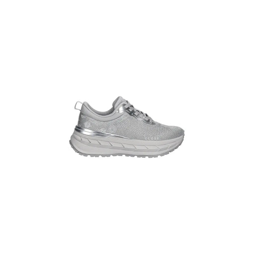Silver Guess women sneaker with mesh upper and metallic accents in polyester slip design for casual wear