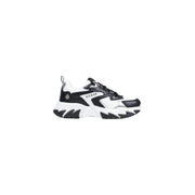 Black and white chunky Guess women sneakers with bold angular design and logo in grey polyester and polyurethane lace up