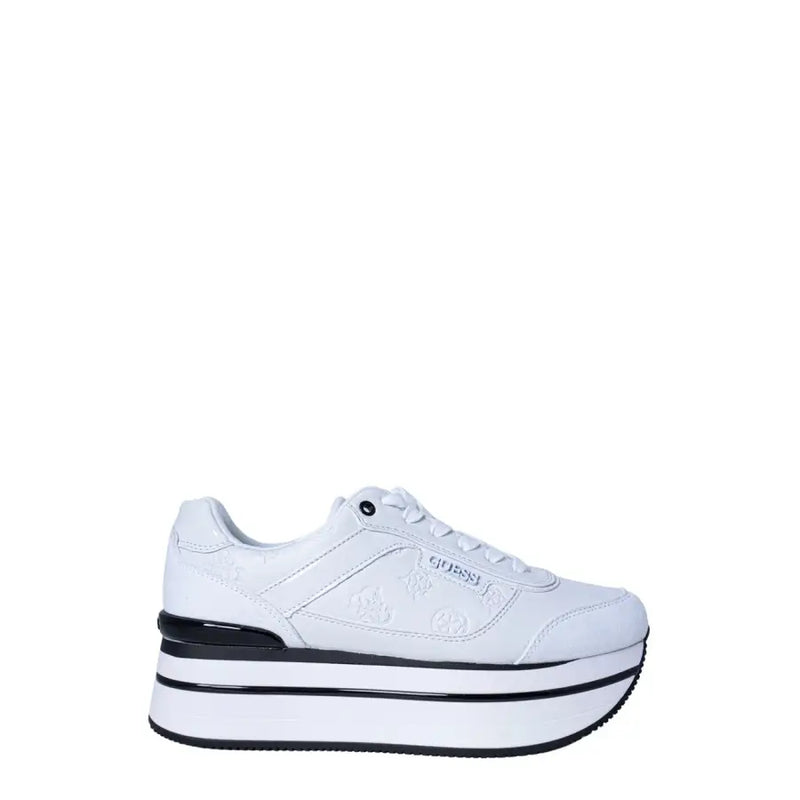 Guess women sneakers in white featuring platform design, black accents, laces, and subtle logo detailing