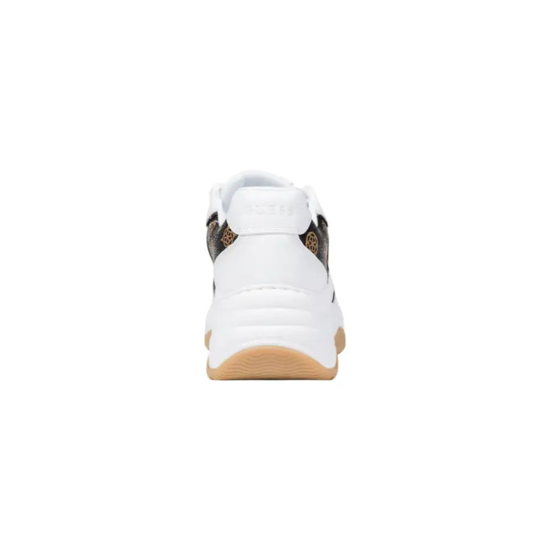 Guess women sporty white slip on sneakers with black pattern and chunky sole ideal for fall and winter wear