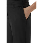 Guess women structured crepe black tailored trousers with a sleek straight-leg cut and matching belt