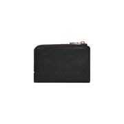 Black textured Guess women wallet in polyurethane with a gold-toned zipper pull and zip button closure 12x8x2 cm