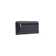Guess women wallet black polyurethane with silver-toned zipper pulls and a zippered front pocket 20x10x2 cm