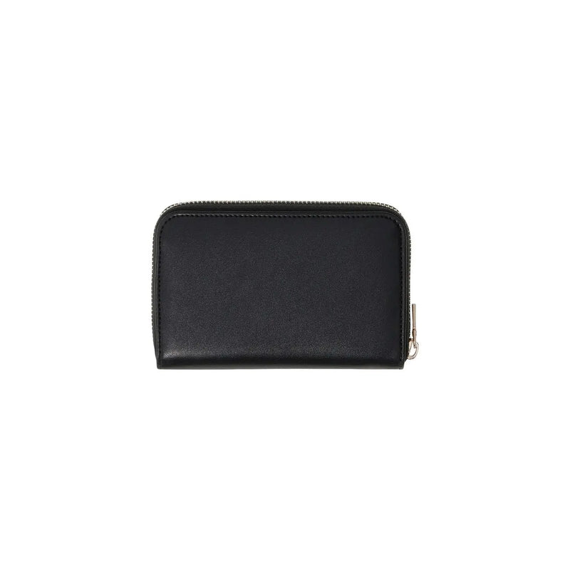 Guess women wallet black zip polyurethane with sleek minimalist design and silver-toned zipper pull size 14x9x3