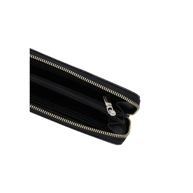 Guess women wallet brenton grey black leather with dual zippers and silver-toned hardware in polyurethane 20cm size