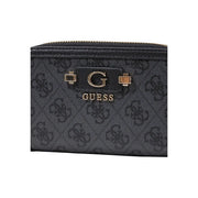 Black guess women wallet coleen logo grey polyurethane with monogram pattern and gold-tone logo hardware