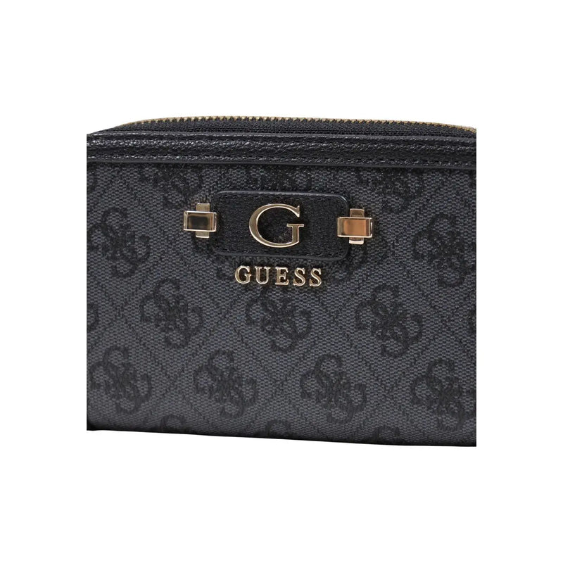 Black guess women wallet coleen logo grey polyurethane with monogram pattern and gold-tone logo hardware