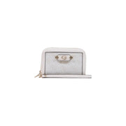 Silver Guess women wallet coleen logo grey polyurethane with subtle patterned texture and metallic clasp 16cm