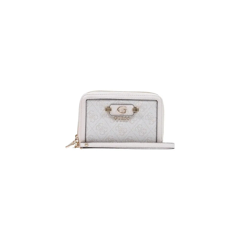 Silver Guess women wallet coleen logo grey polyurethane with subtle patterned texture and metallic clasp 16cm