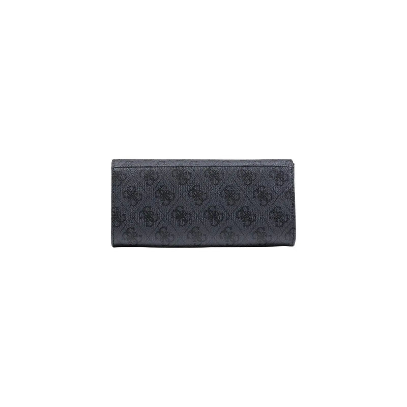 Dark gray Guess women wallet in polyurethane with repeating logo pattern measuring 10x20x4 centimeters