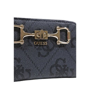 Dark gray textured Guess women wallet with gold-tone horsebit clasp and zip inside pockets size 14x9x2.5 cm