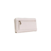 Guess women wallet in grey off-white polyurethane with silver zipper and subtle stitching details 20x10x3 cm