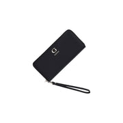 Guess women wallet lucci large zip black polyurethane with wrist strap and silver logo detail W20cm