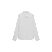 A guess women white cotton long sleeve shirt with a crisp button-up design and classic collar