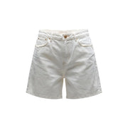 Guess women white cotton denim shorts with high waist classic five-pocket design and gold-tone hardware