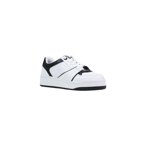 Guess Weiße Damen-Sneaker aus Polyurethan mit Schnürung, elegantem, minimalistischem Design, schwarzen Einsätzen und klobiger Sohle