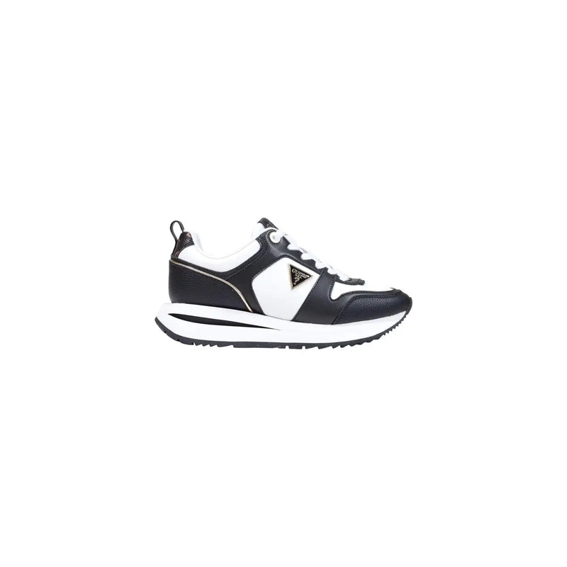 Black and white Guess women white polyurethane sneakers Evory with sleek design, contrasting panels, and textured sole